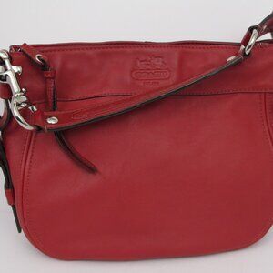 Coach Shoulder Zoe F12671 Red Leather Hobo Bag Silver Hardware Nice!